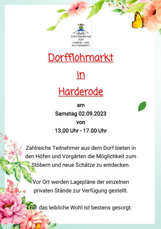 Dorfflohmarkt in Harderode am 02.09.2023 zwischen 13-17 Uhr